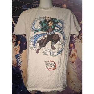 Demon Slayer Ladies' M White Graphic Tee